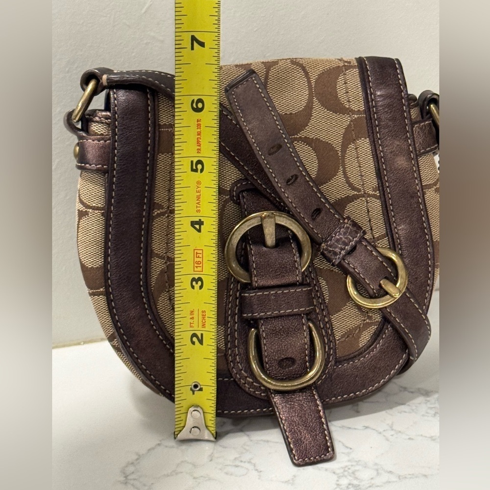Coach Signature Brown and Tan Vintage Y2K Crossbody Bag - Picture 10 of 11